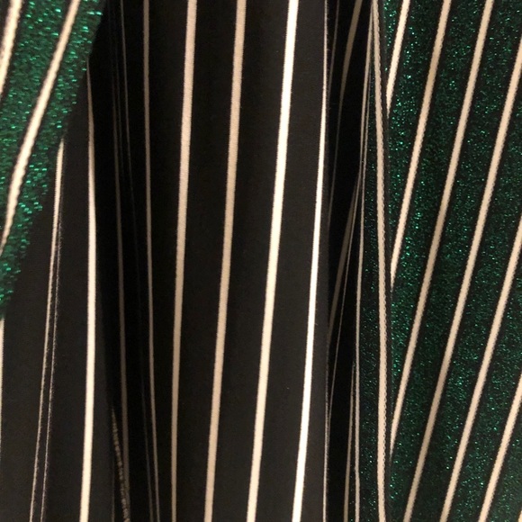 NEW Zara Women's Green & White Striped Metallic Reversible Midi Dress Size Small - Picture 7 of 13